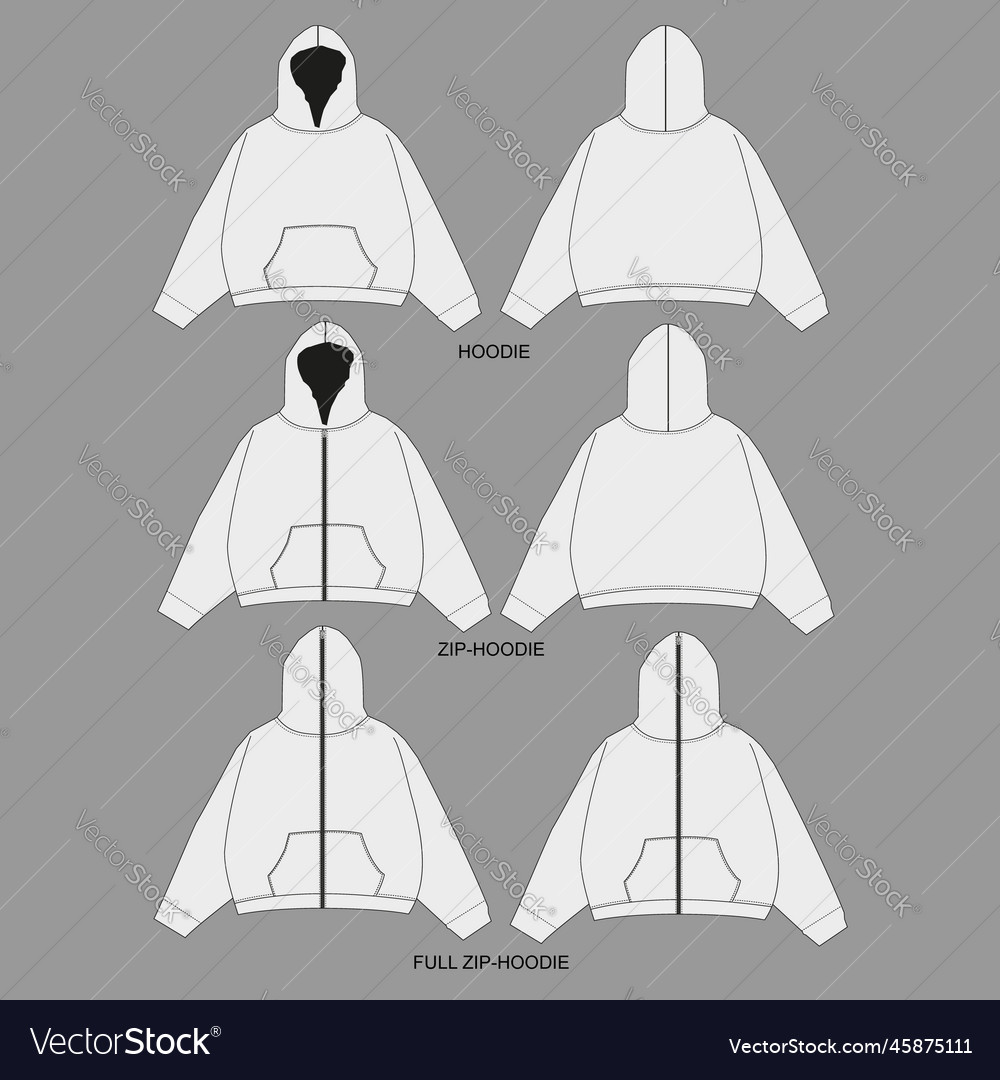 Set of hoodie design hoodie mockup Royalty Free Vector Image