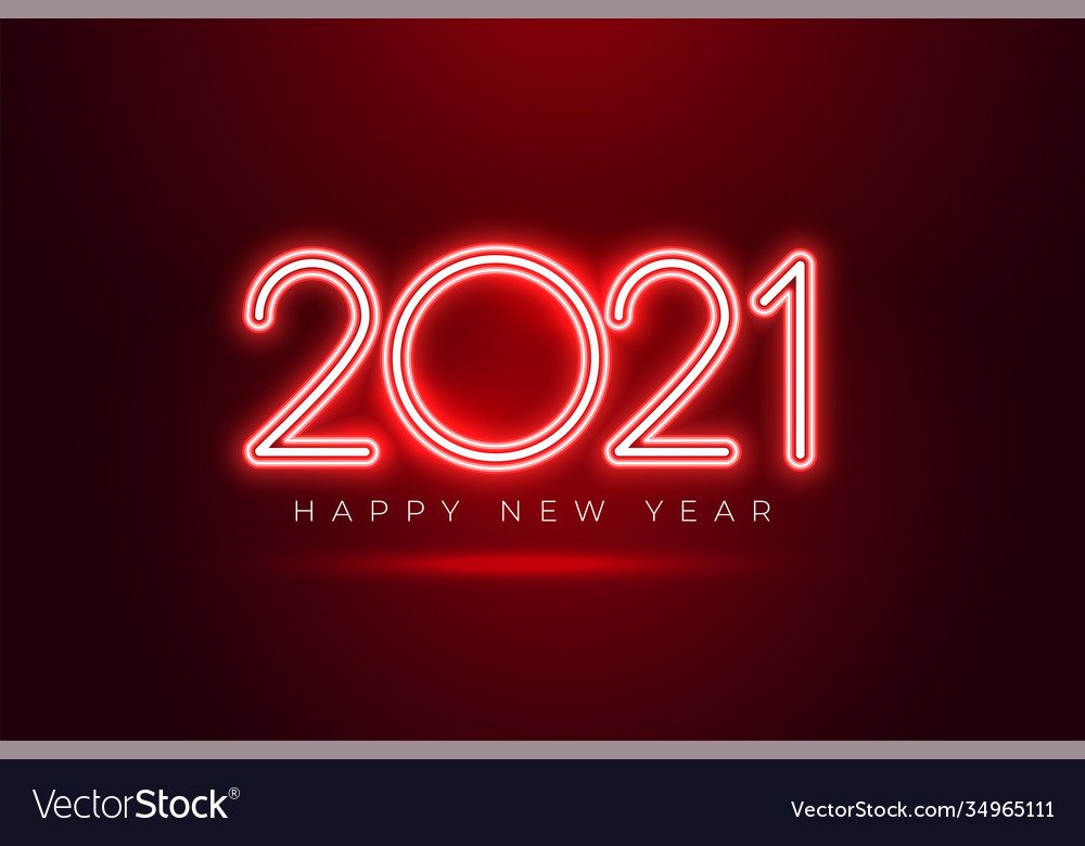 Shiony red neon 2021 happy new year celebration