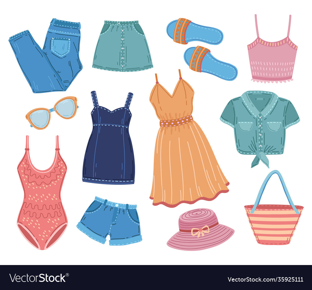 Summer apparel fashion clothes woman outfit Vector Image