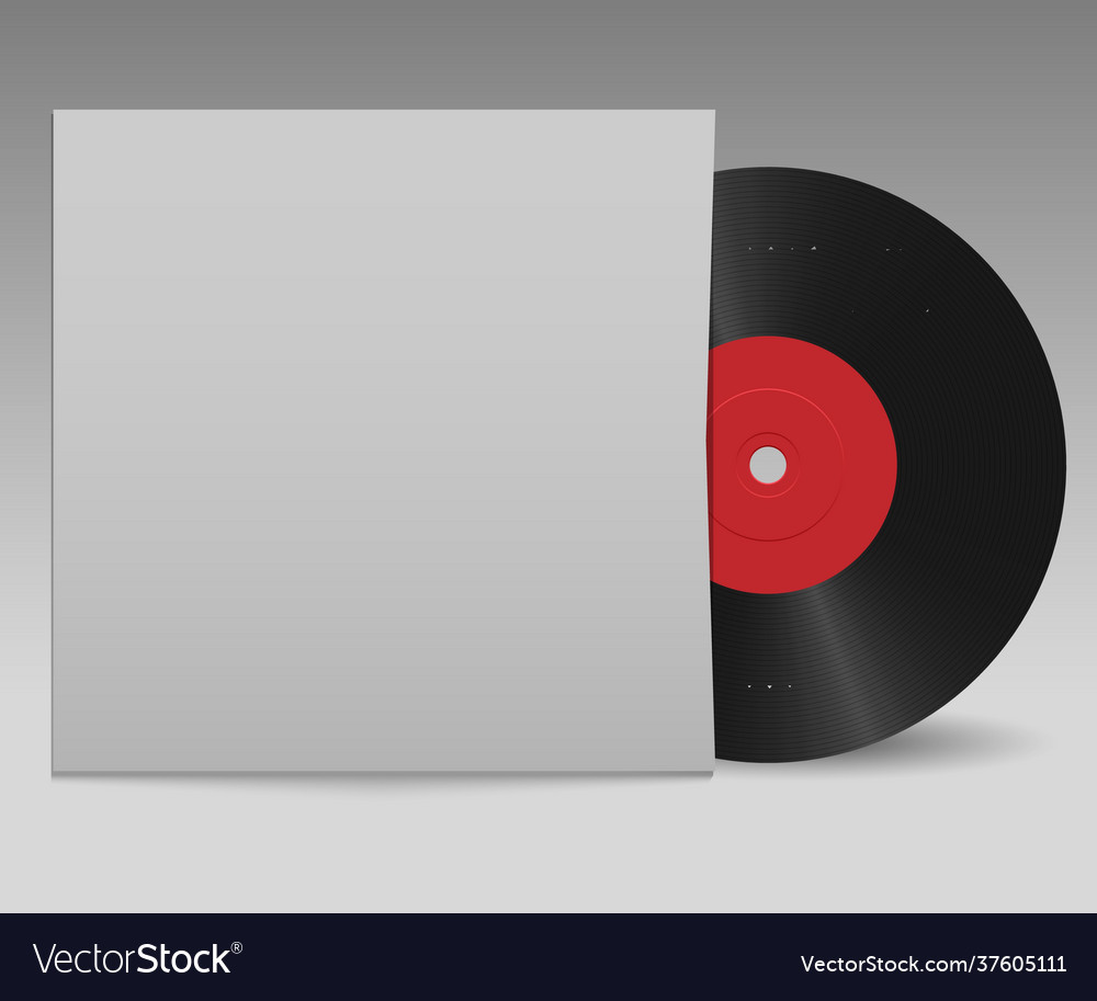 Vinyl record with red label and white cover Vector Image