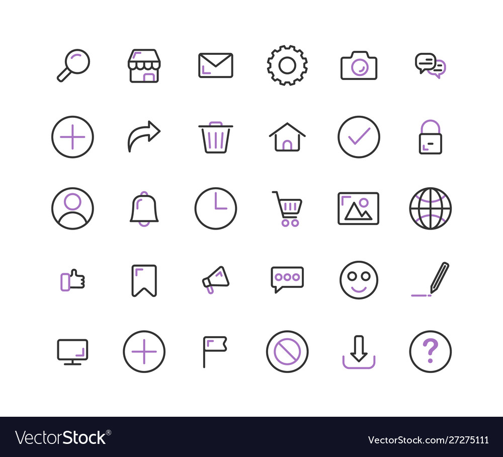 Web interface outline icon set vector image Web interface outline icon set