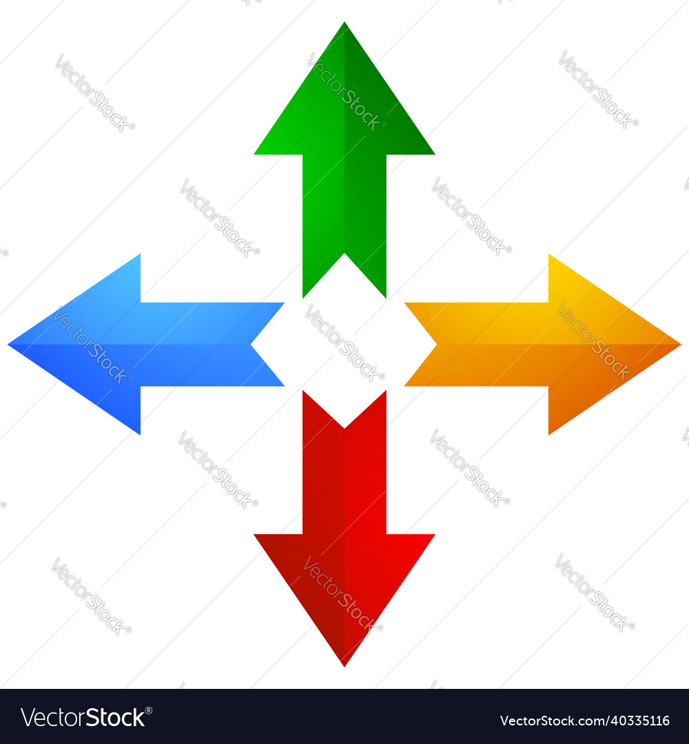 4-way arrows pointers cursors shapes vector image 4-way arrows pointers cursors shapes