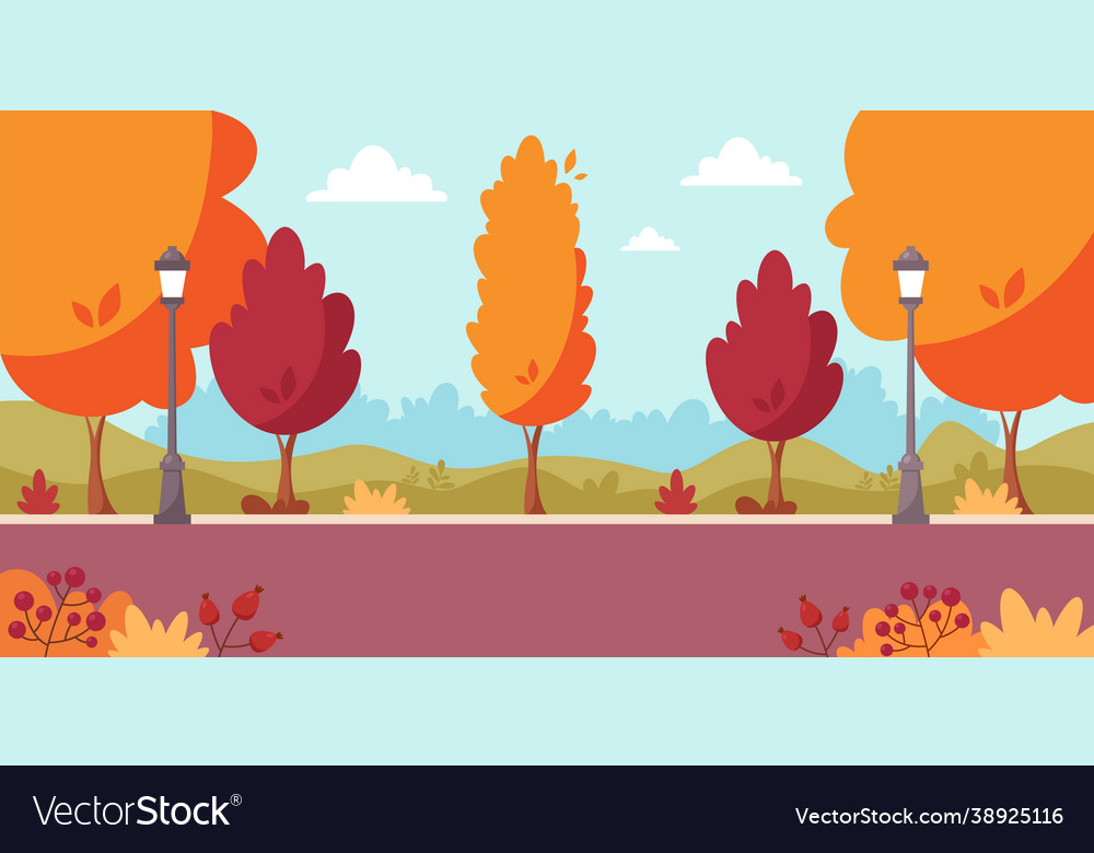 Autumn city park landscape Royalty Free Vector Image