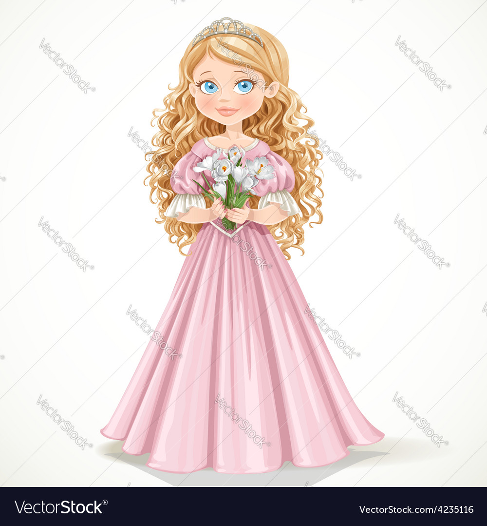 Beautiful Young Princess In A Pink Dress Vector Image