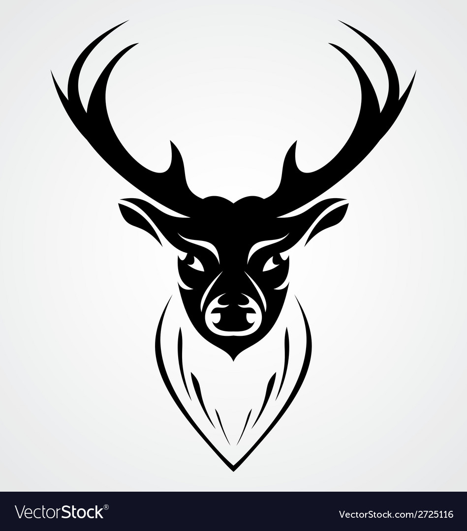 Black deer head Royalty Free Vector Image - VectorStock