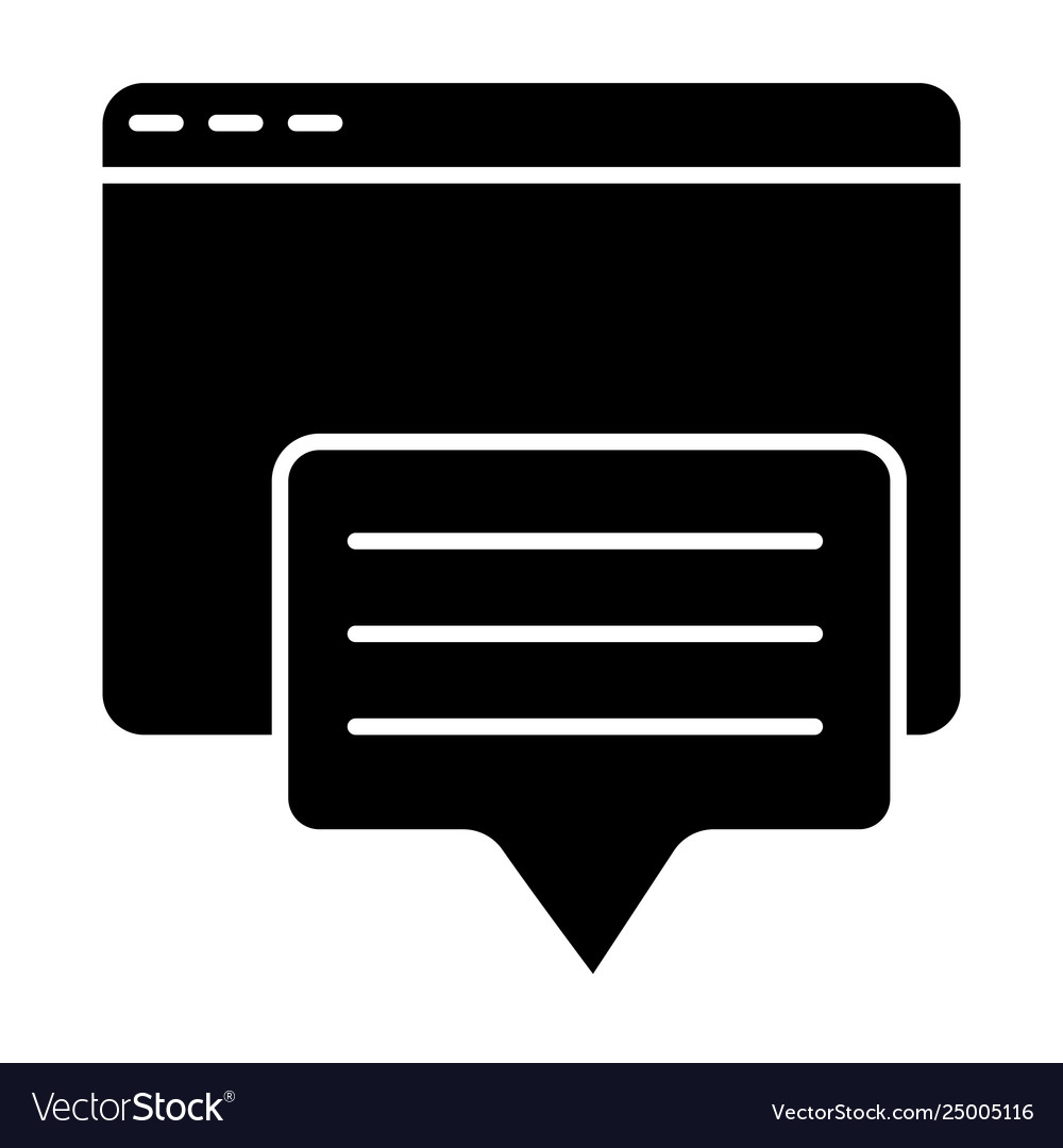 Browser window and speech bubble solid icon vector image Browser window and speech bubble solid icon