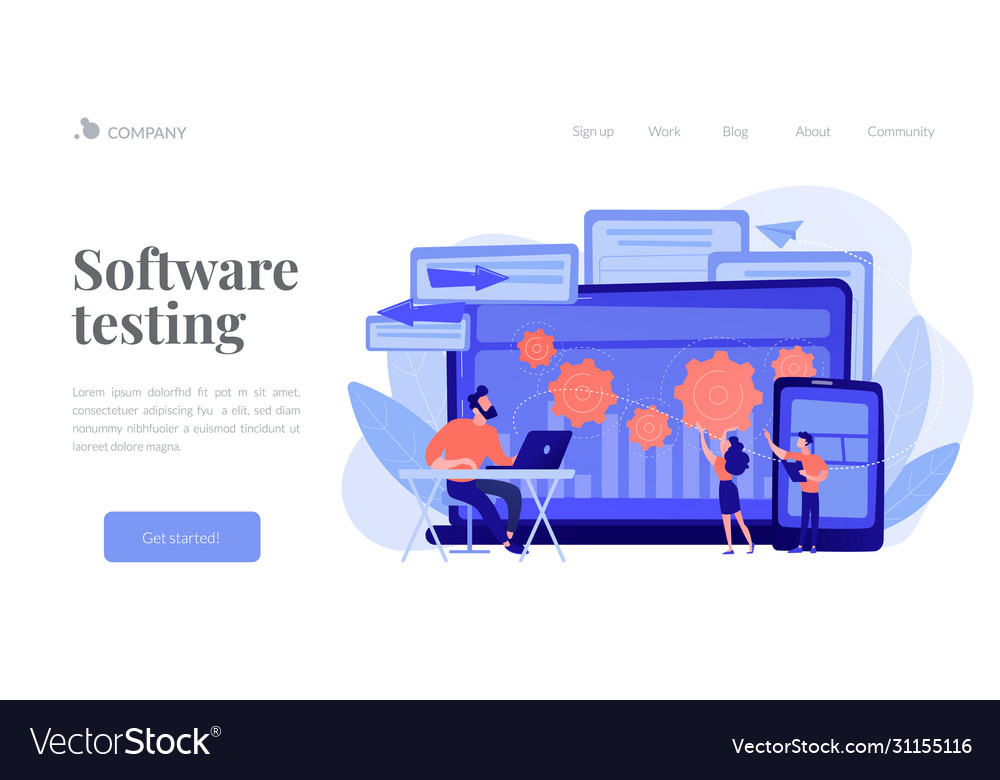 Cross platform bug founding concept landing page vector image Cross platform bug founding concept landing page