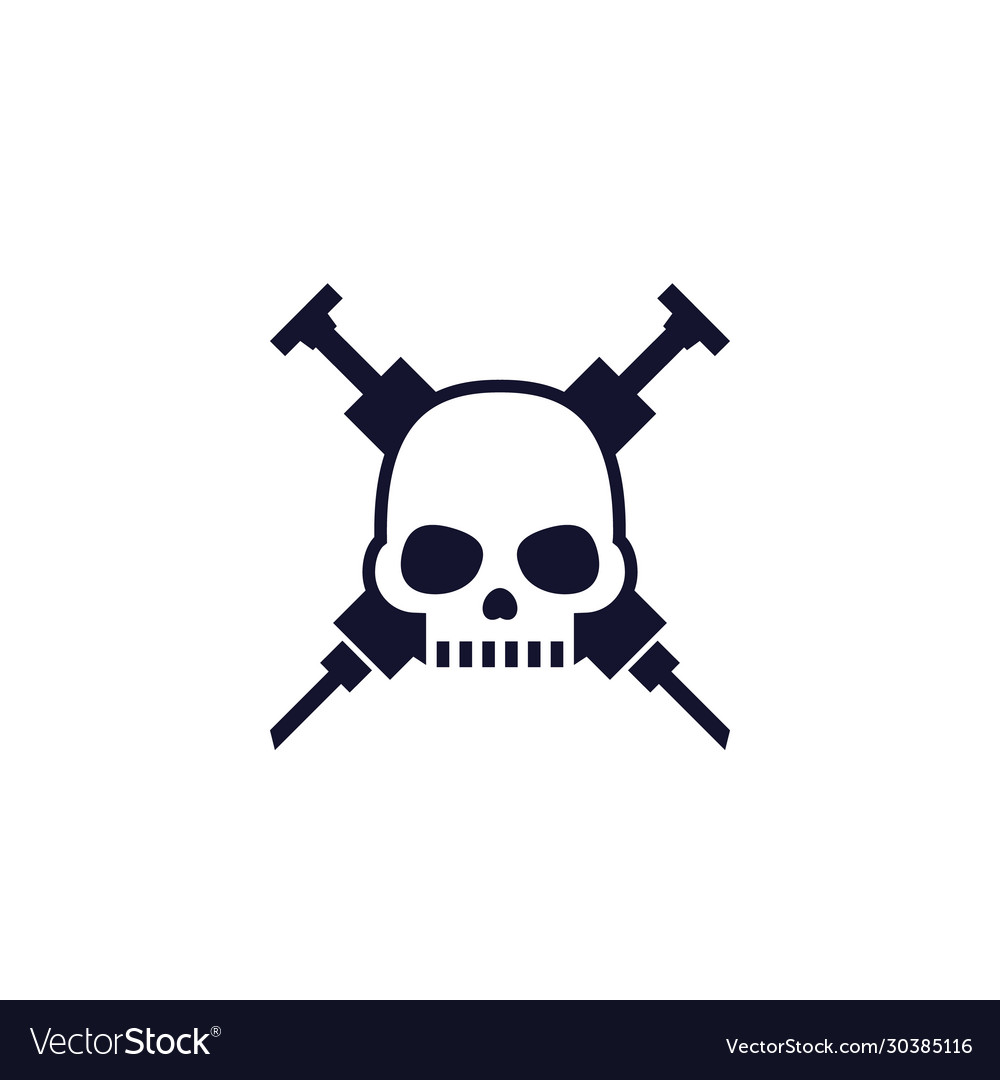 Overdose icon with skull Royalty Free Vector Image