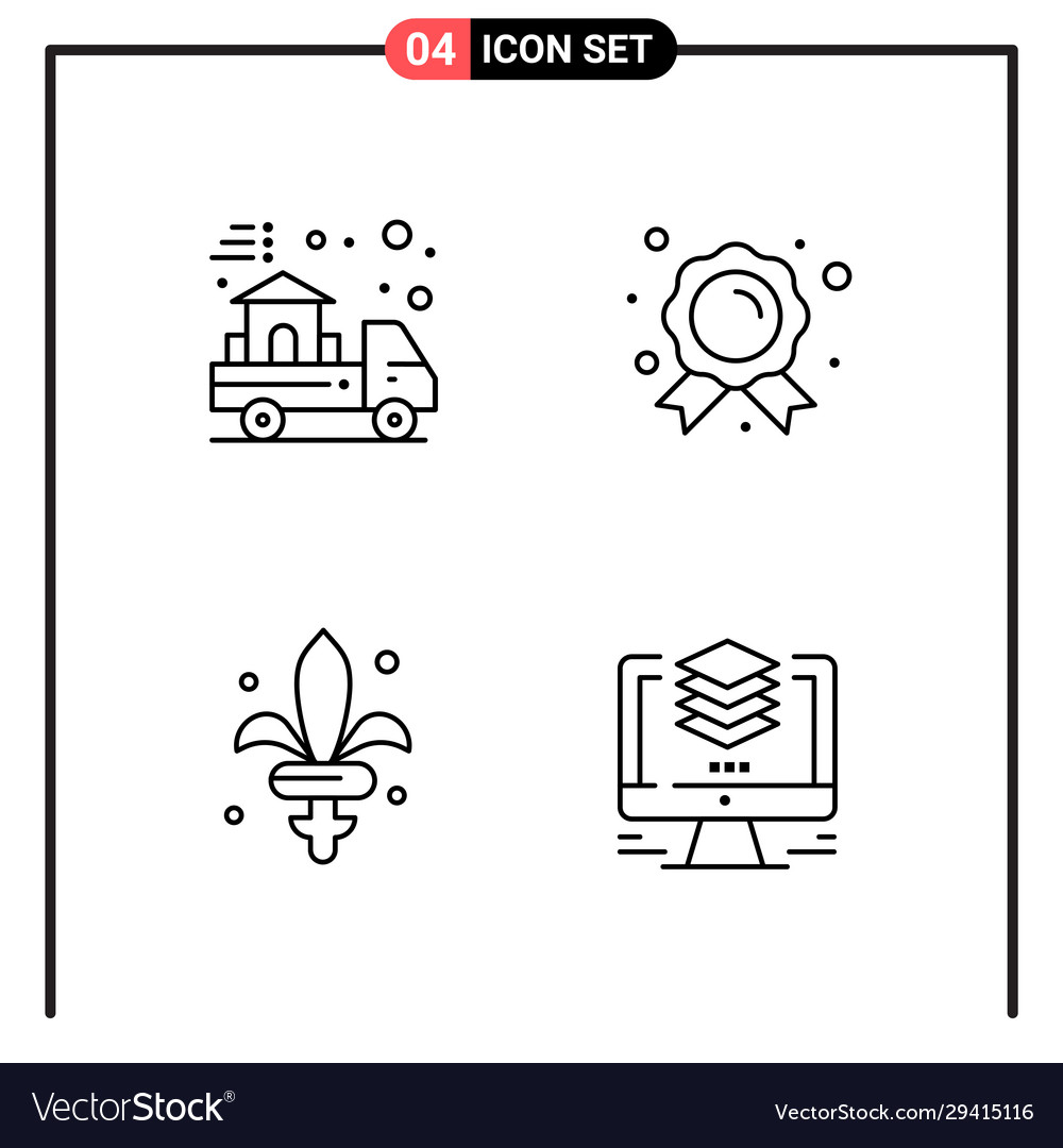 Set 4 line style icons for web and mobile vector image Set 4 line style icons for web and mobile