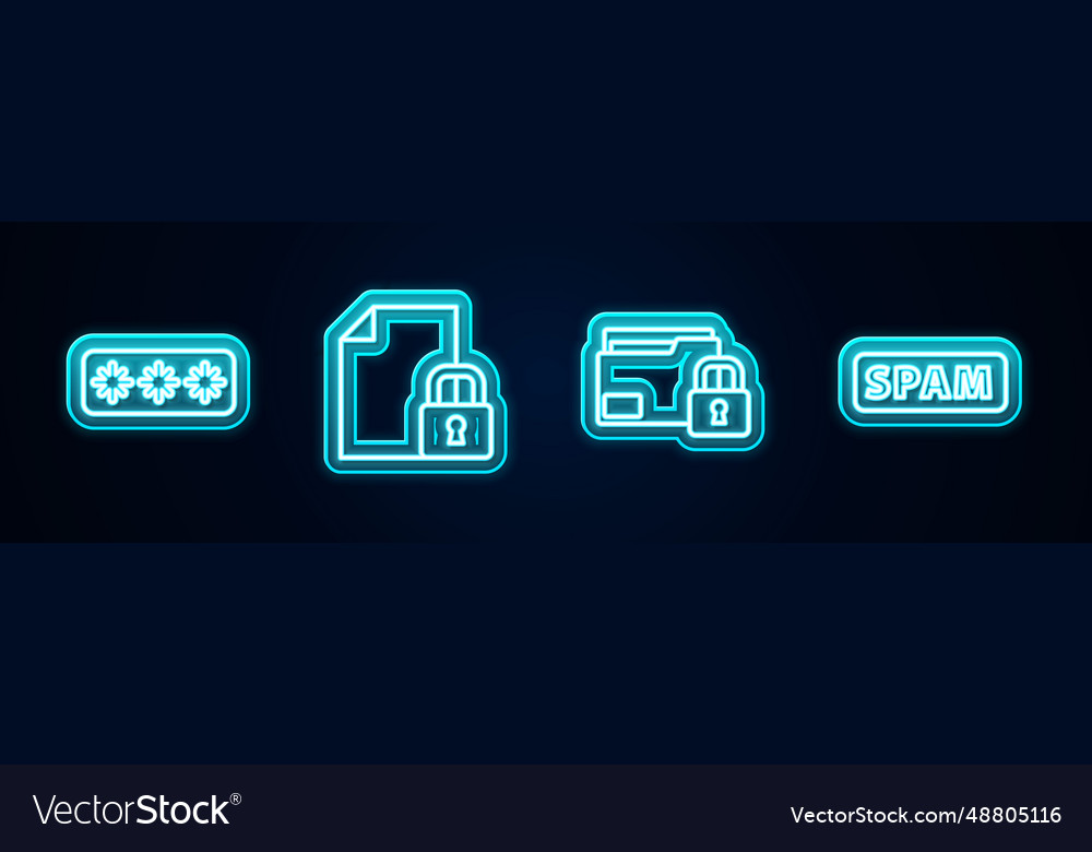 Set line password protection document and lock vector image Set line password protection document and lock