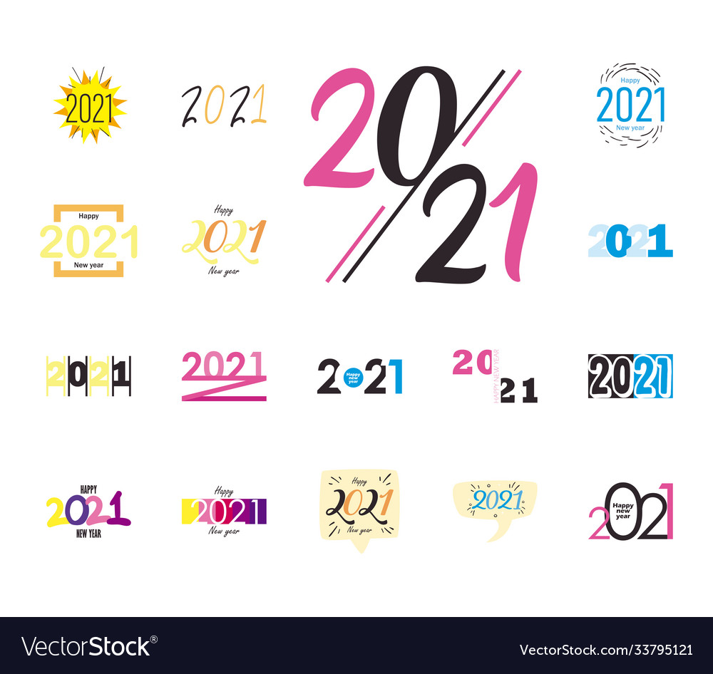 2021 flat style set icons design Royalty Free Vector Image