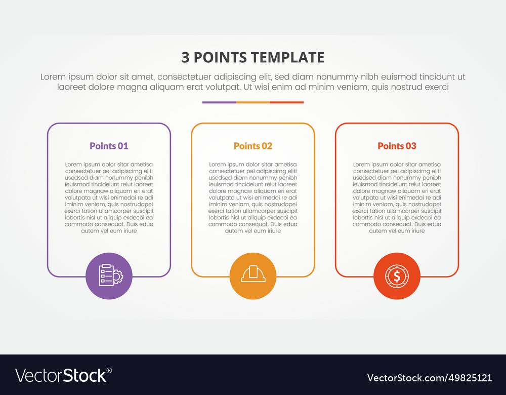 3 points stage template infographic concept Vector Image