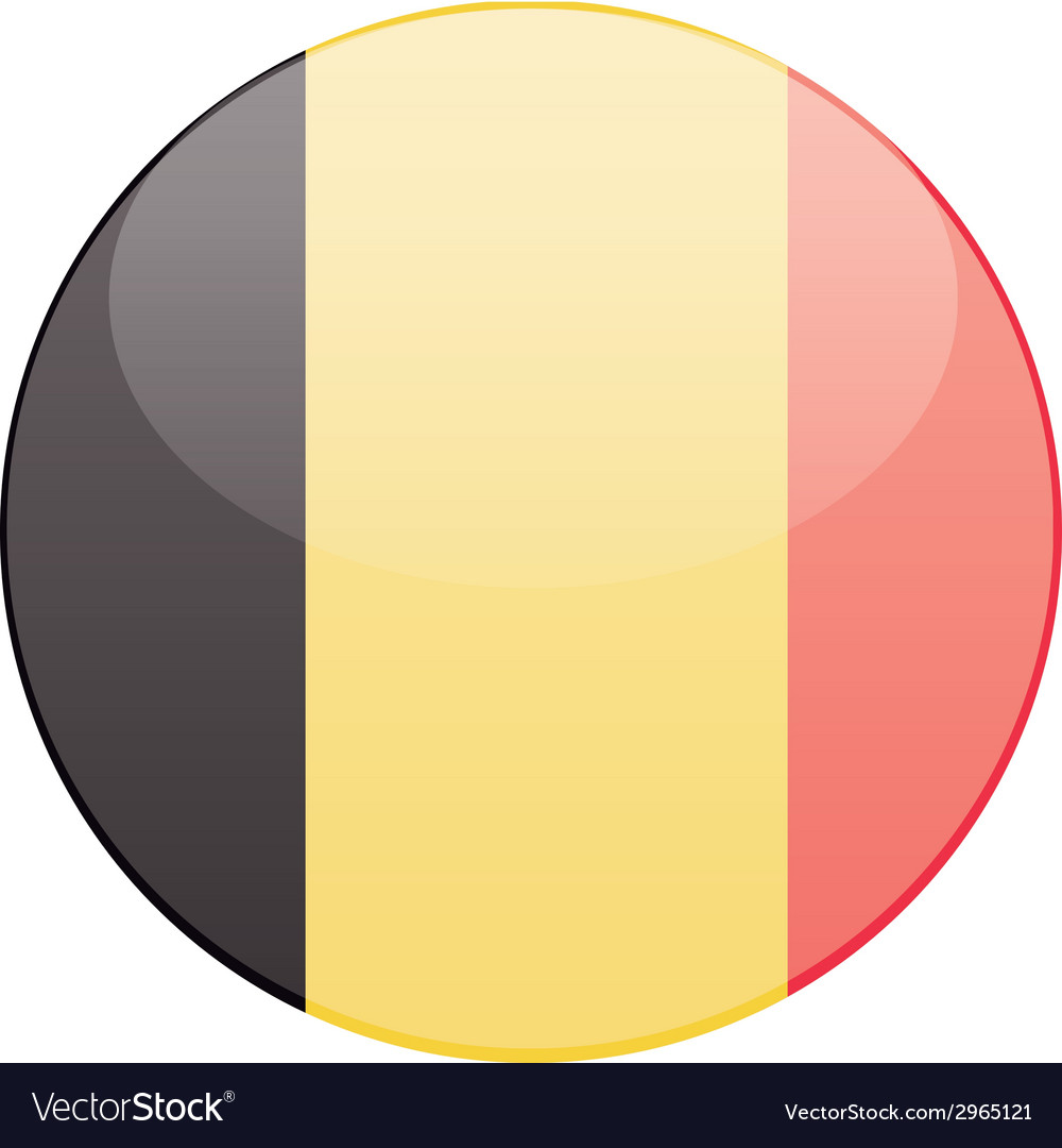 A round badge with flag belgium on white