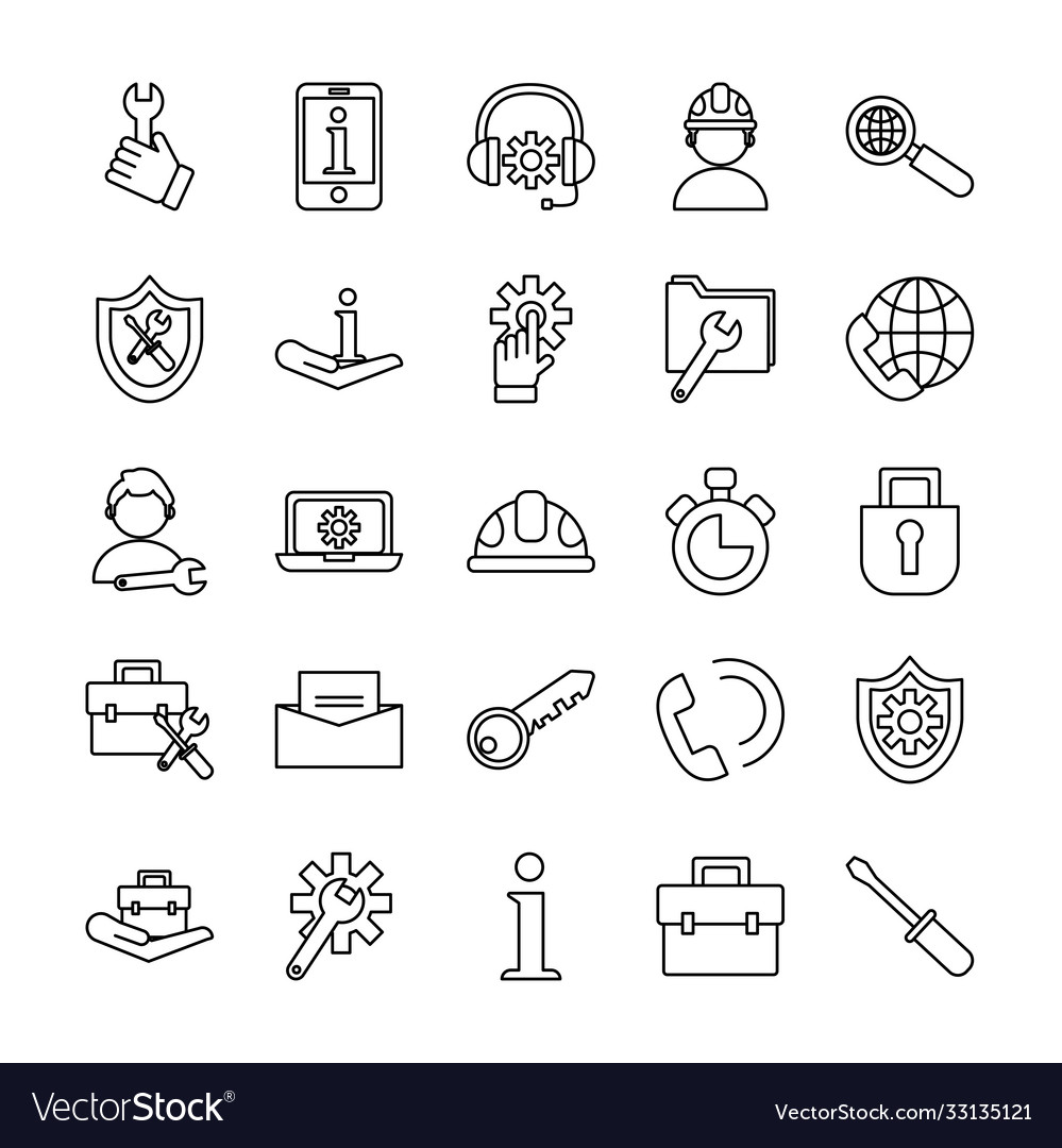 Bundle twenty five technical service set icons