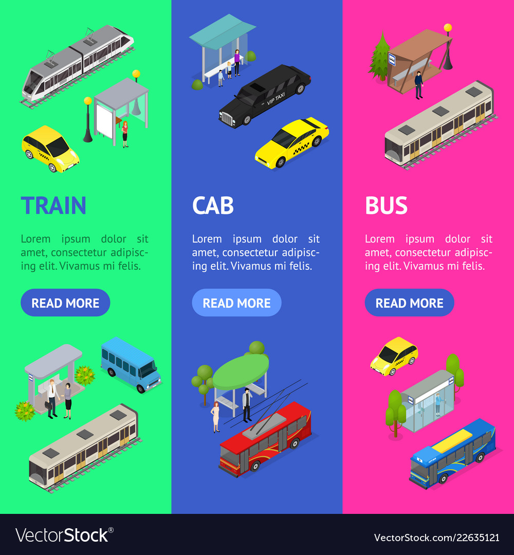 City Public Transport Isometric Banner