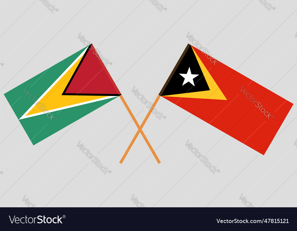 Crossed flags of guyana and east timor official Vector Image