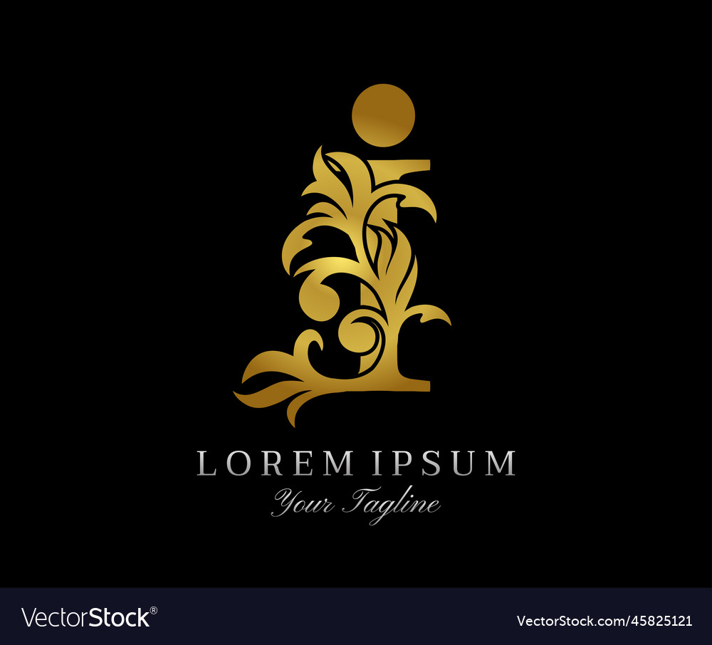 Floral gold i luxury logo icon classy letter