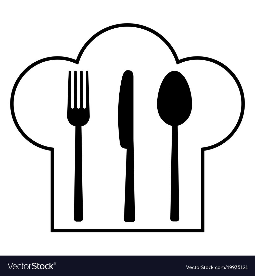 Fork knife spoon and headdress of the cook Vector Image