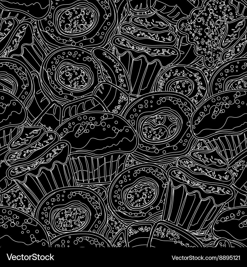 Hand drawn seamless pattern with donuts Royalty Free Vector