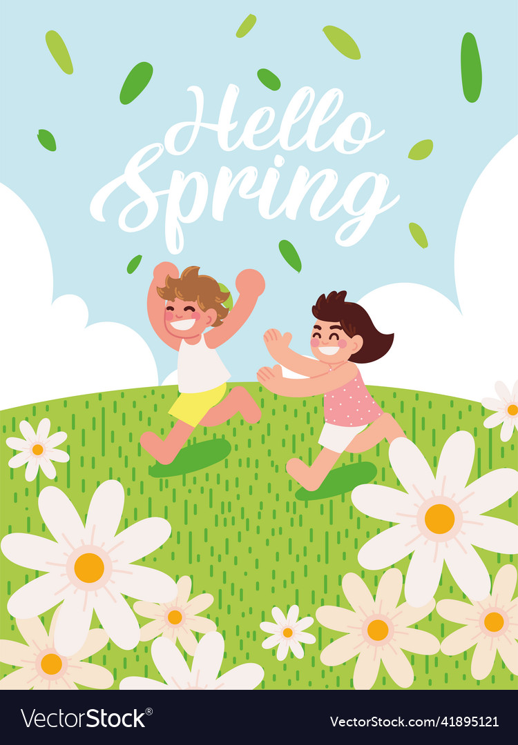 Hello spring card Royalty Free Vector Image - VectorStock