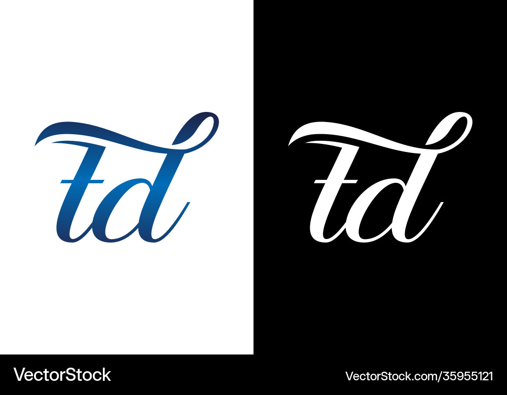 Initial monogram letter t d logo design template Vector Image