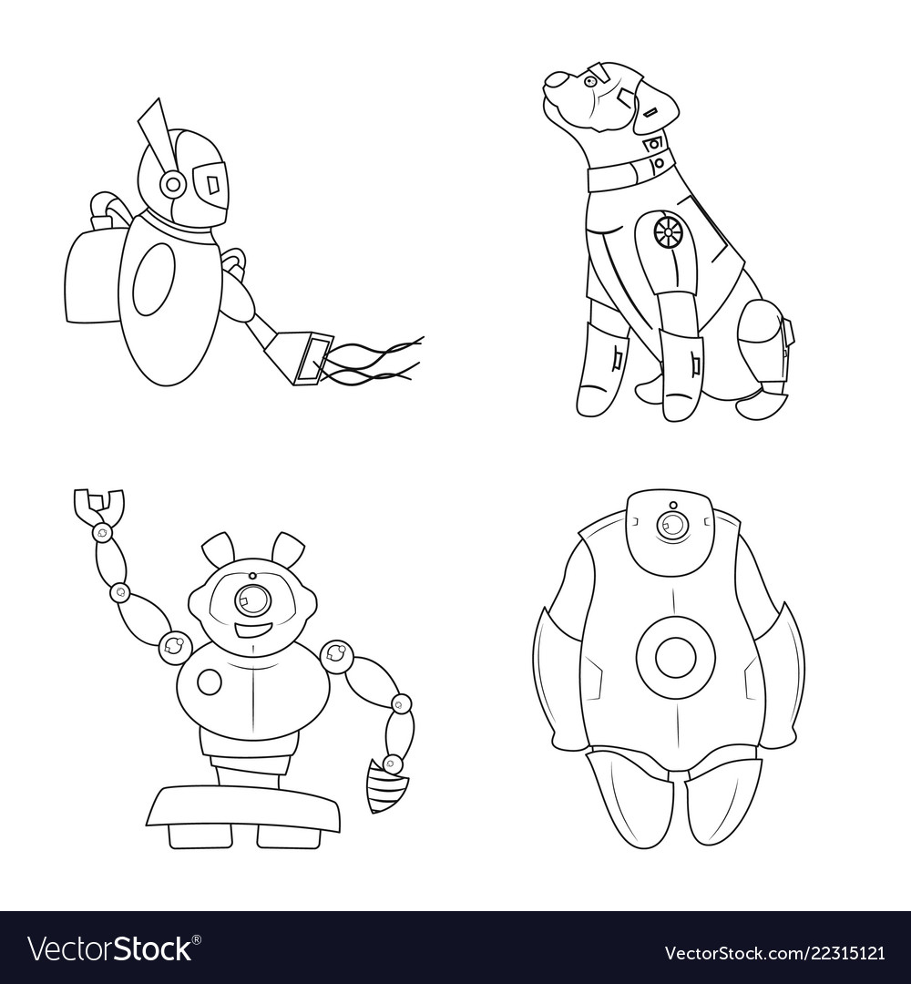 Isolated object of robot and factory logo vector image Isolated object of robot and factory logo