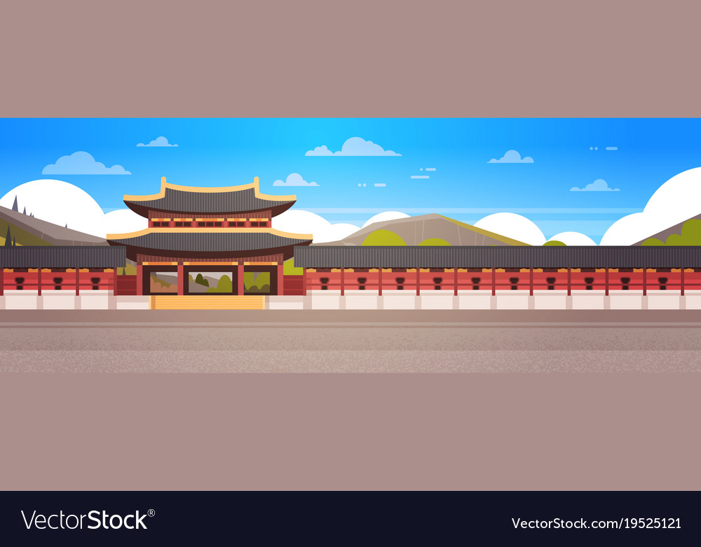 Korea palace landscape south korean temple over Vector Image