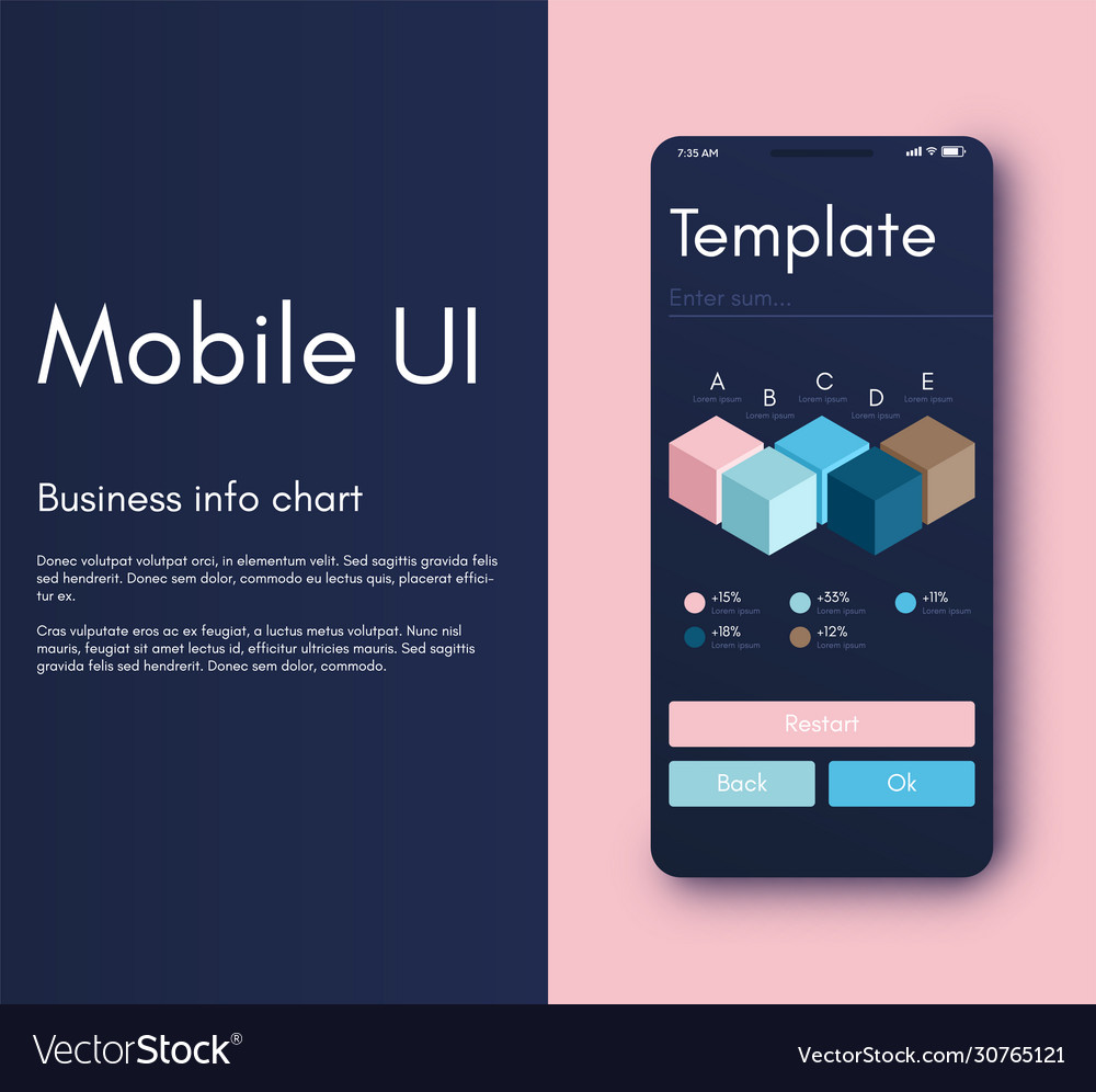 Mobile application interface ui design Royalty Free Vector