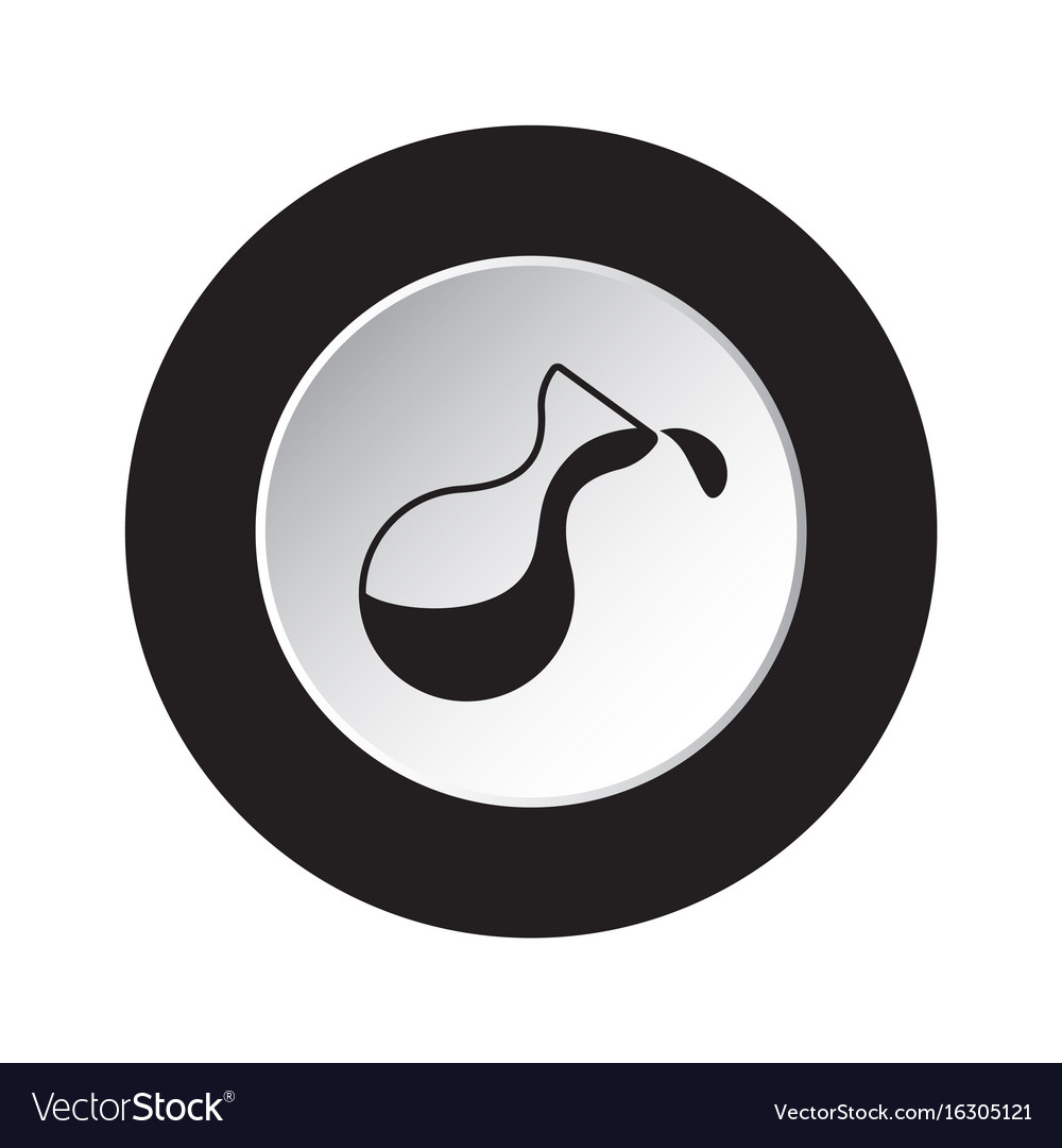 Round black white button - flask with a drop icon