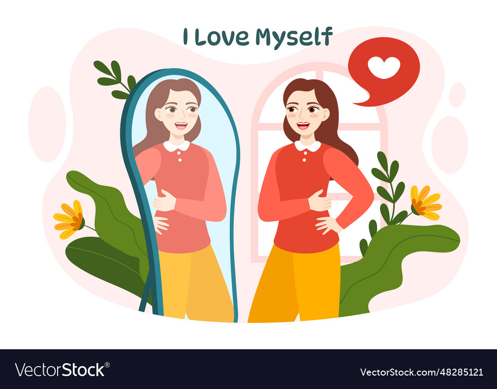 Self love with women love yourself relaxation Vector Image