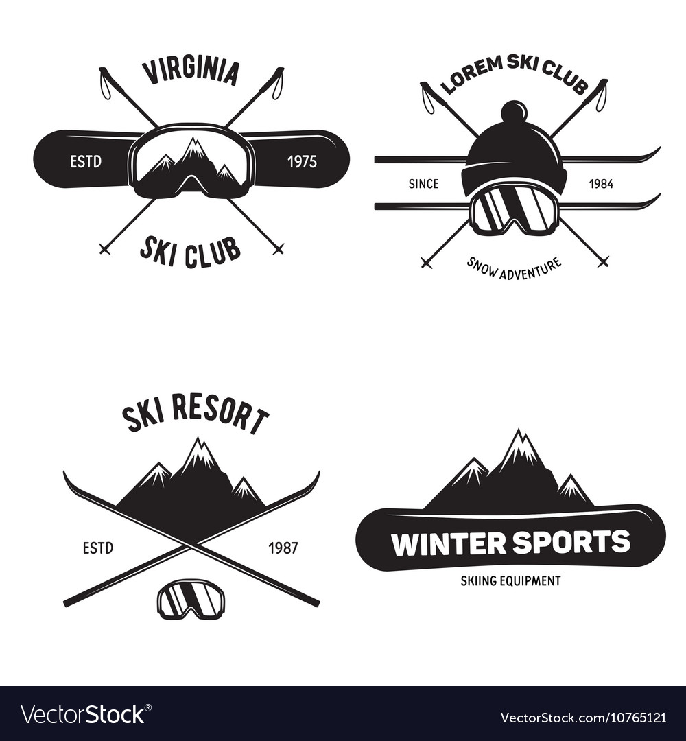 Set of ski club vintage mountain winter badges Vector Image