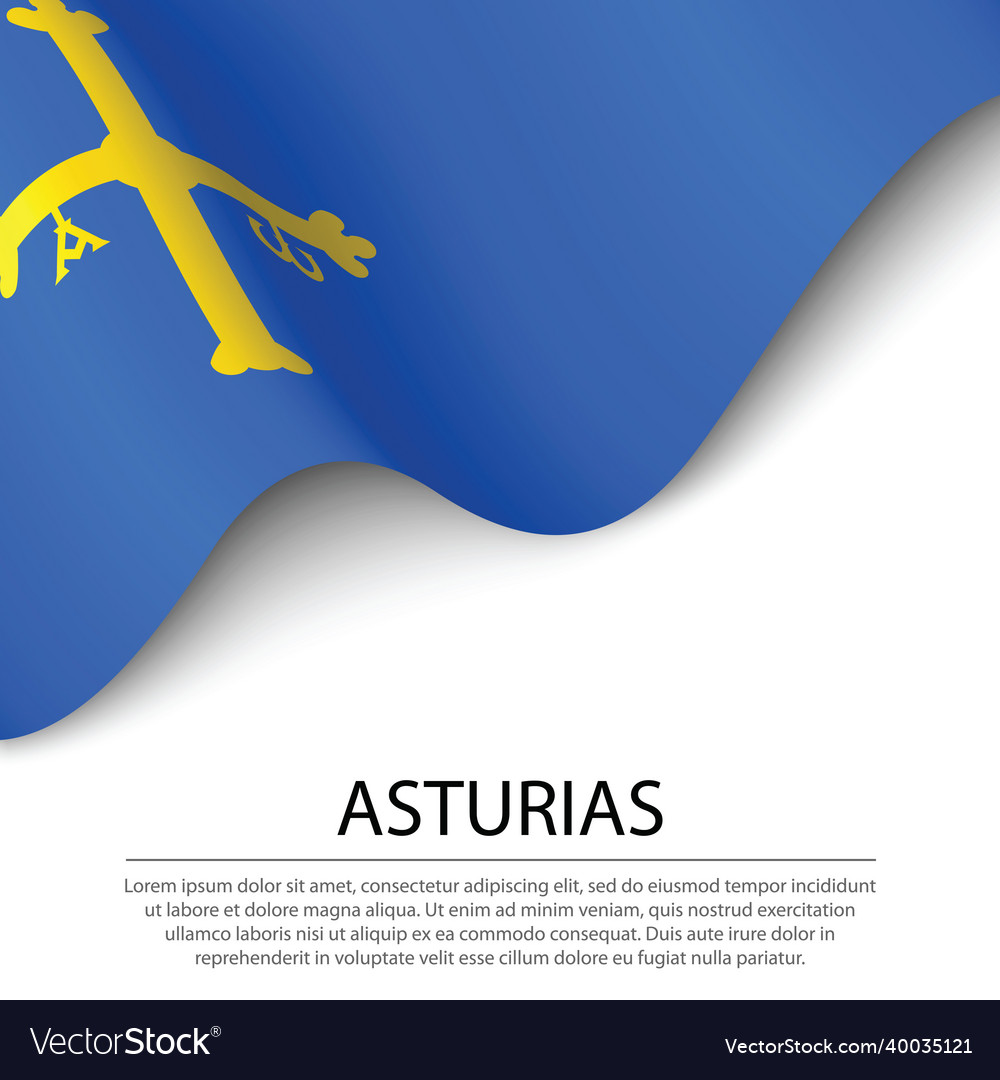 Waving flag of asturias is a region spain Vector Image