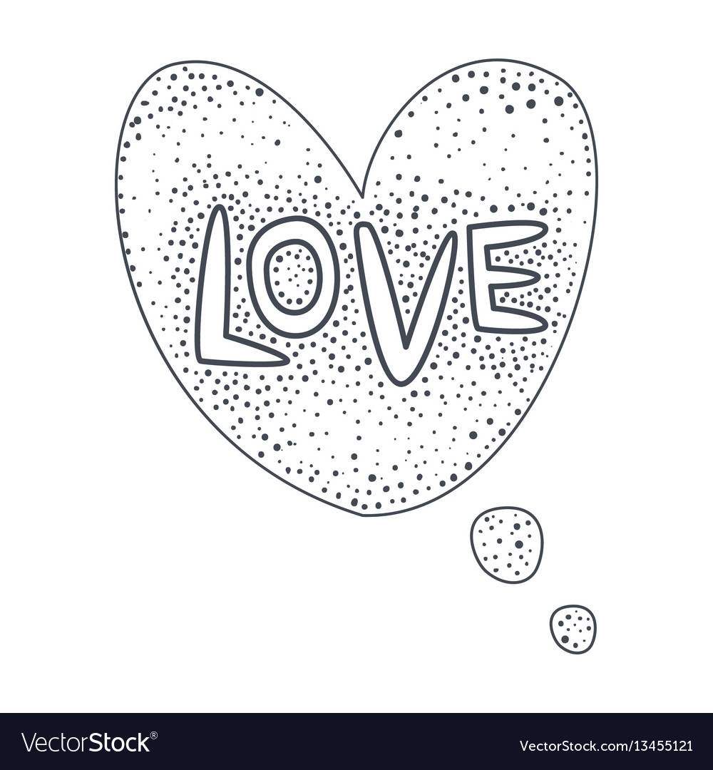 Word love hand drawn comic speech bubble template