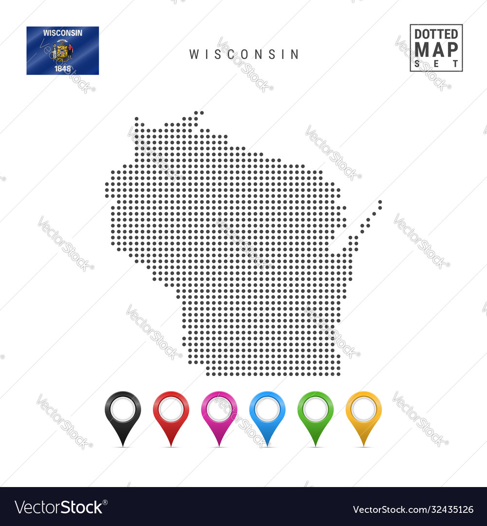 Dots pattern map wisconsin stylized silhouette