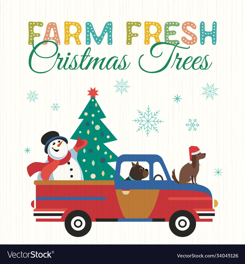 Farm fresh christmas trees flat color poster