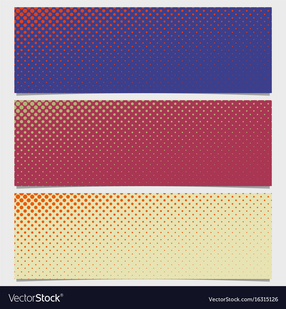 Halftone circle pattern horizontal banner set