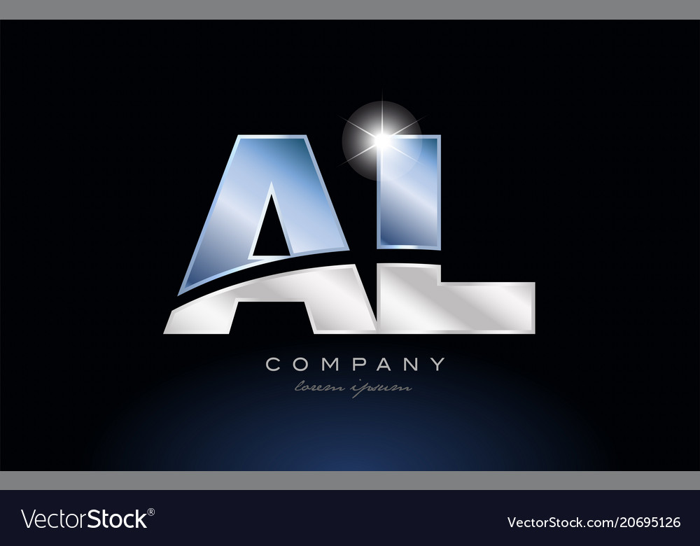 Metal blue alphabet letter al a l logo company