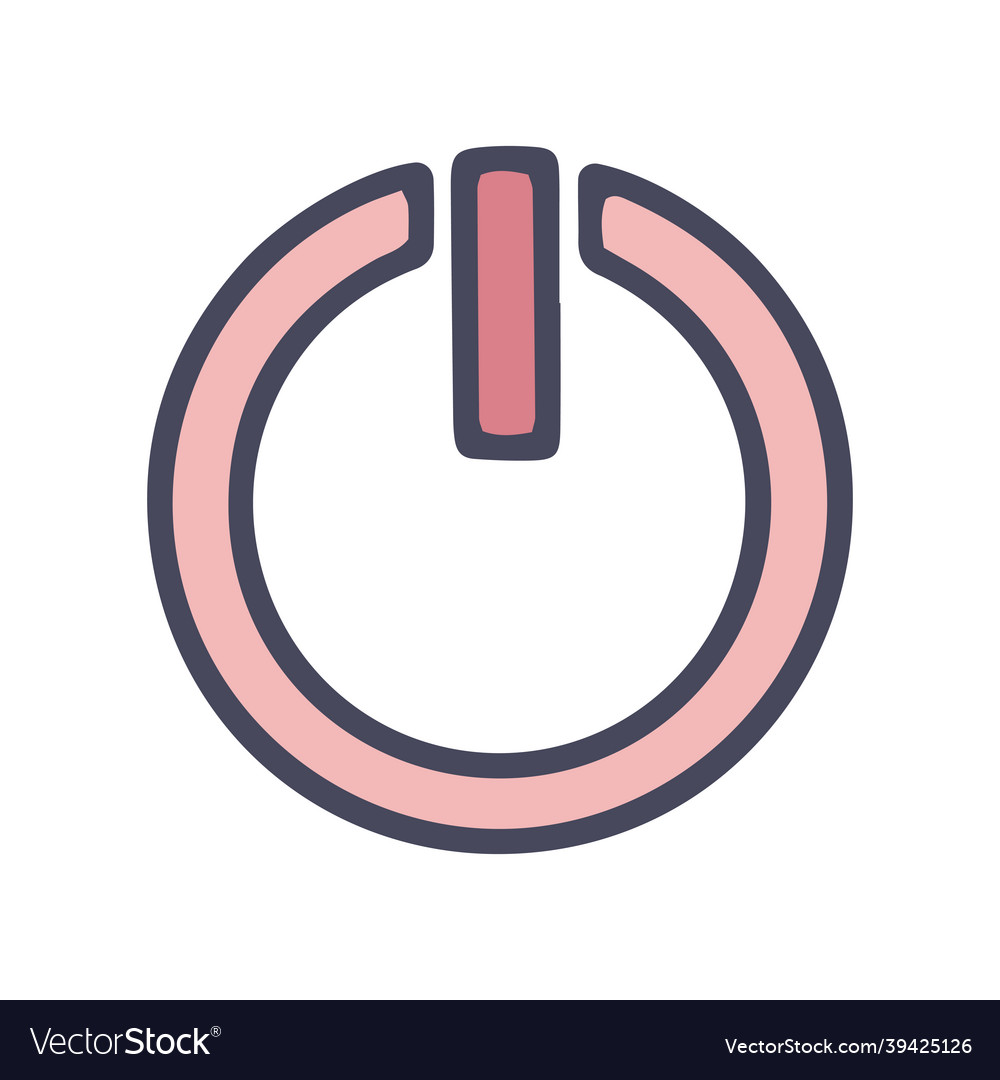 Off button color doodle simple icon vector image Off button color doodle simple icon