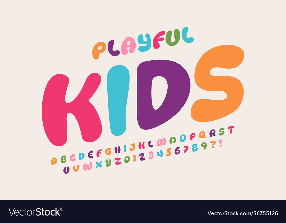 Playful style kids font Royalty Free Vector Image