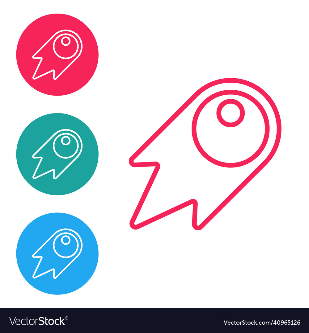 Red line comet falling down fast icon isolated vector image Red line comet falling down fast icon isolated