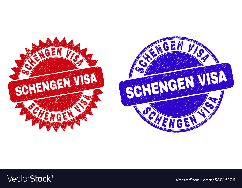 Schengen visa rounded and rosette stamps