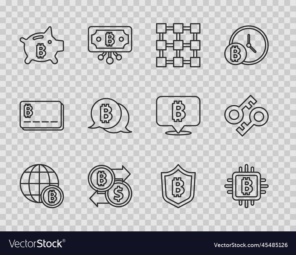 Set line globe bitcoin cpu mining farm vector image Set line globe bitcoin cpu mining farm