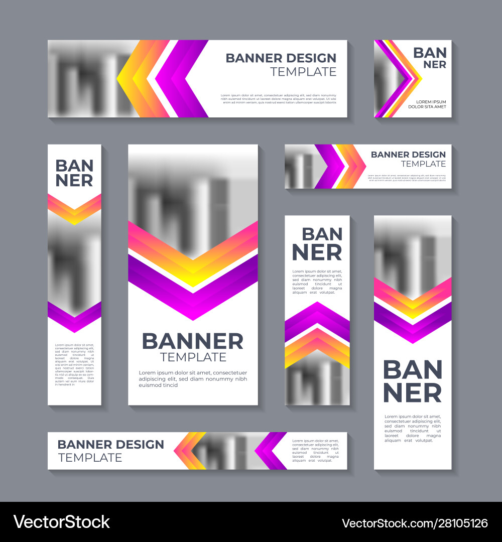 Set Most Effective Web Banner Sizes Layout Vector Image