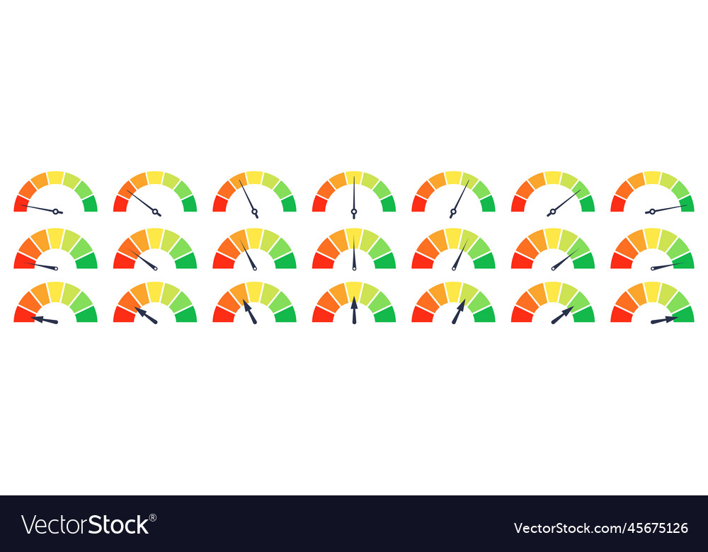 Set of different meter gauge element green vector image Set of different meter gauge element green