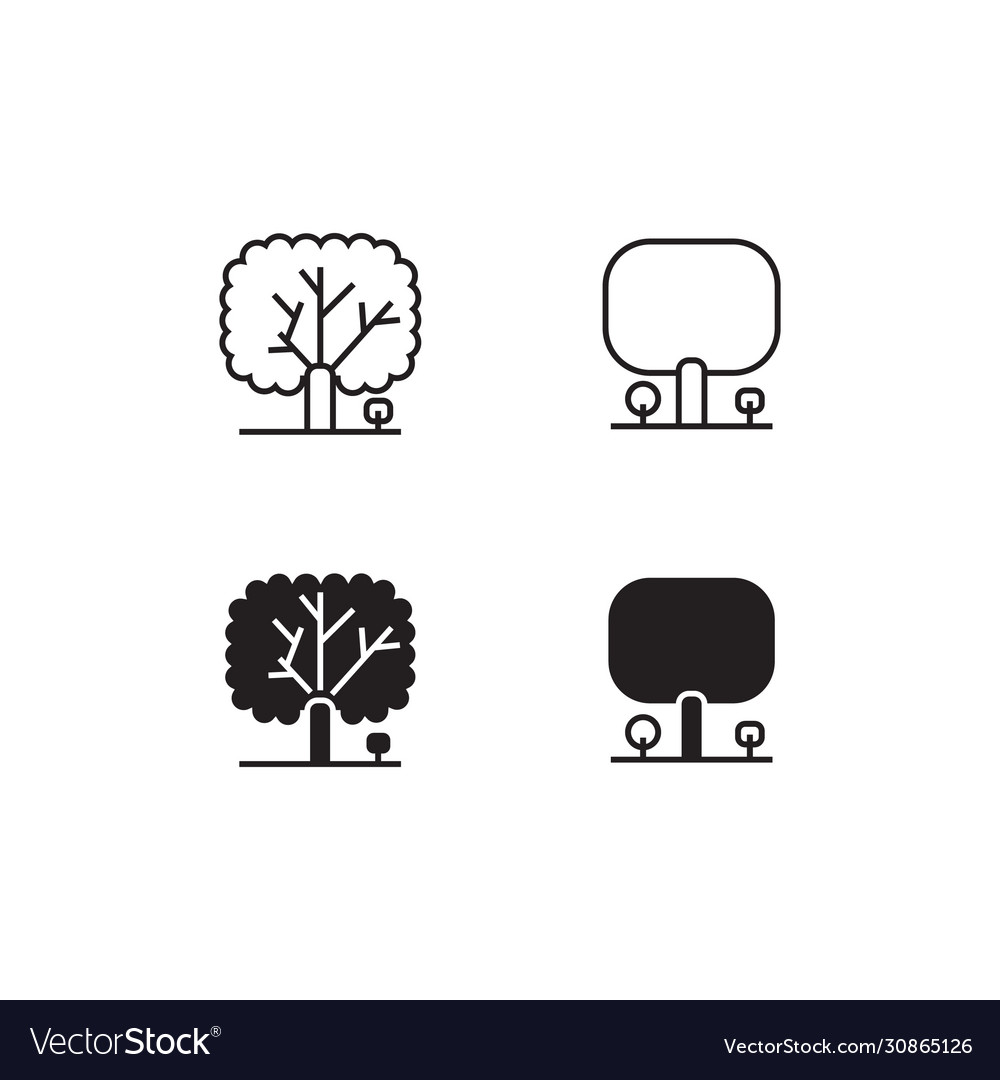 Tree line and solid icon logo symbol vector image Tree line and solid icon logo symbol