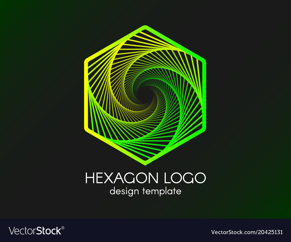 Abstract green hexagon logo modern gradient Vector Image