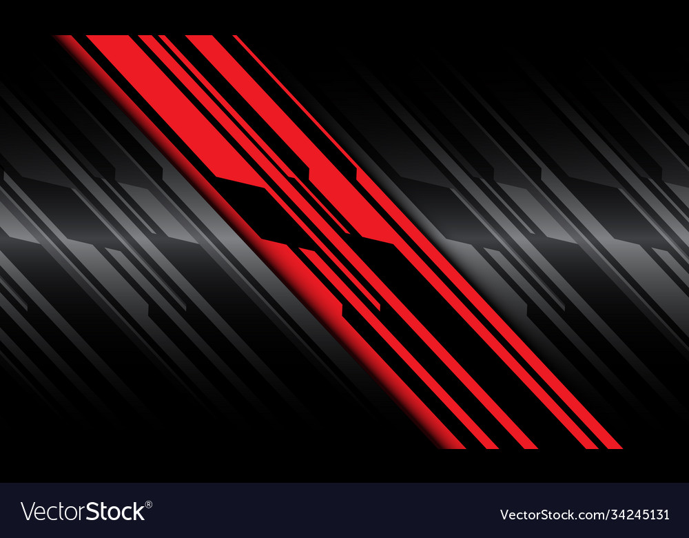 Abstract red black line slash grey metallic cyber Vector Image