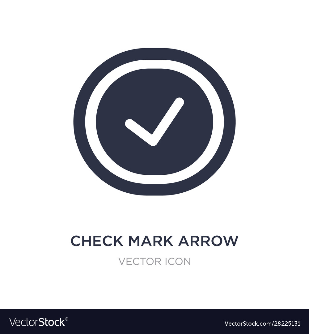 Check mark arrow icon on white background simple