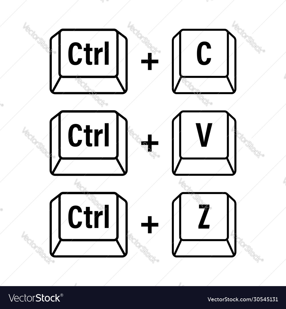 Ctrl c v and z computer keyboard