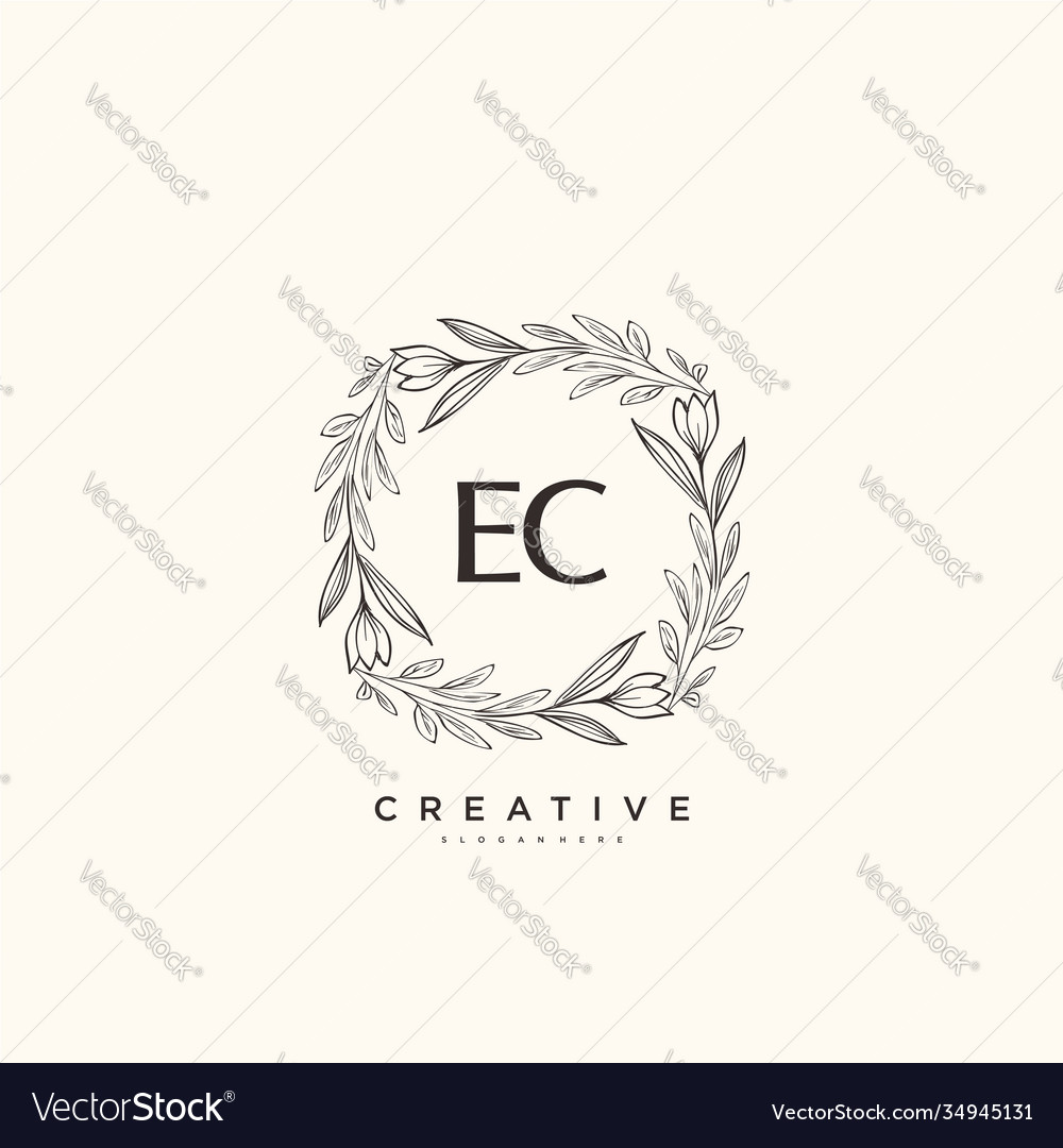 Ec initial logo art handwriting